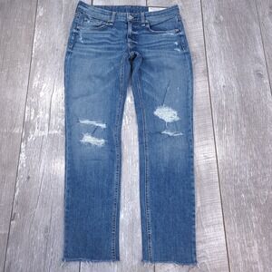 Rag & Bone Jeans Womens 24 Blue Dre Low-Rise Ankle Slim Boyfriend Distressed